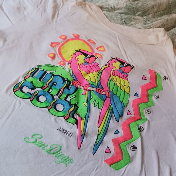 VTG Retro 80s SAN DIEGO WAY COOL Colorful Size L Graphic Tee Shirt Parrots 🦜 - Picture 4 of 12